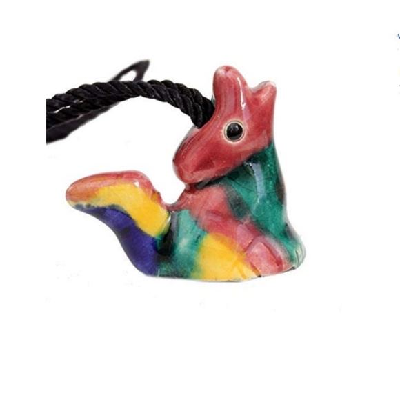 unbranded Jewelry - Tiny Multicolor Coyote Clay Figurine Necklace